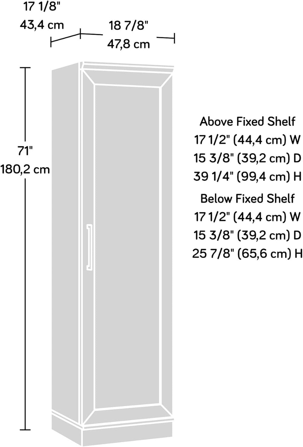 Sauder HomePlus Kitchen Pantry Storage Cabinet Slim Single Door with Adjustab...