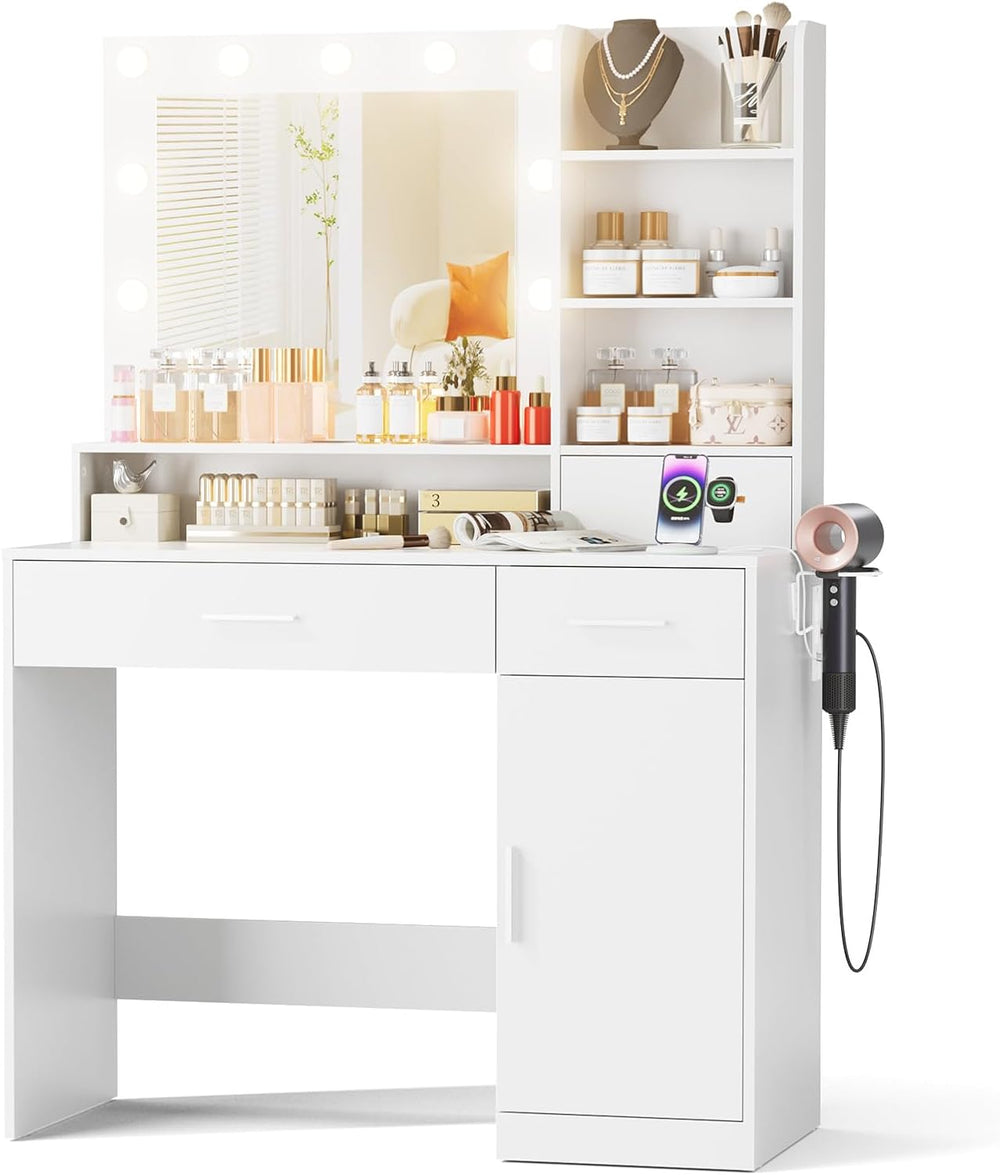 3 Lighting Modes Adjustable Brightness, with LED Lights and Mirror, with Powe...