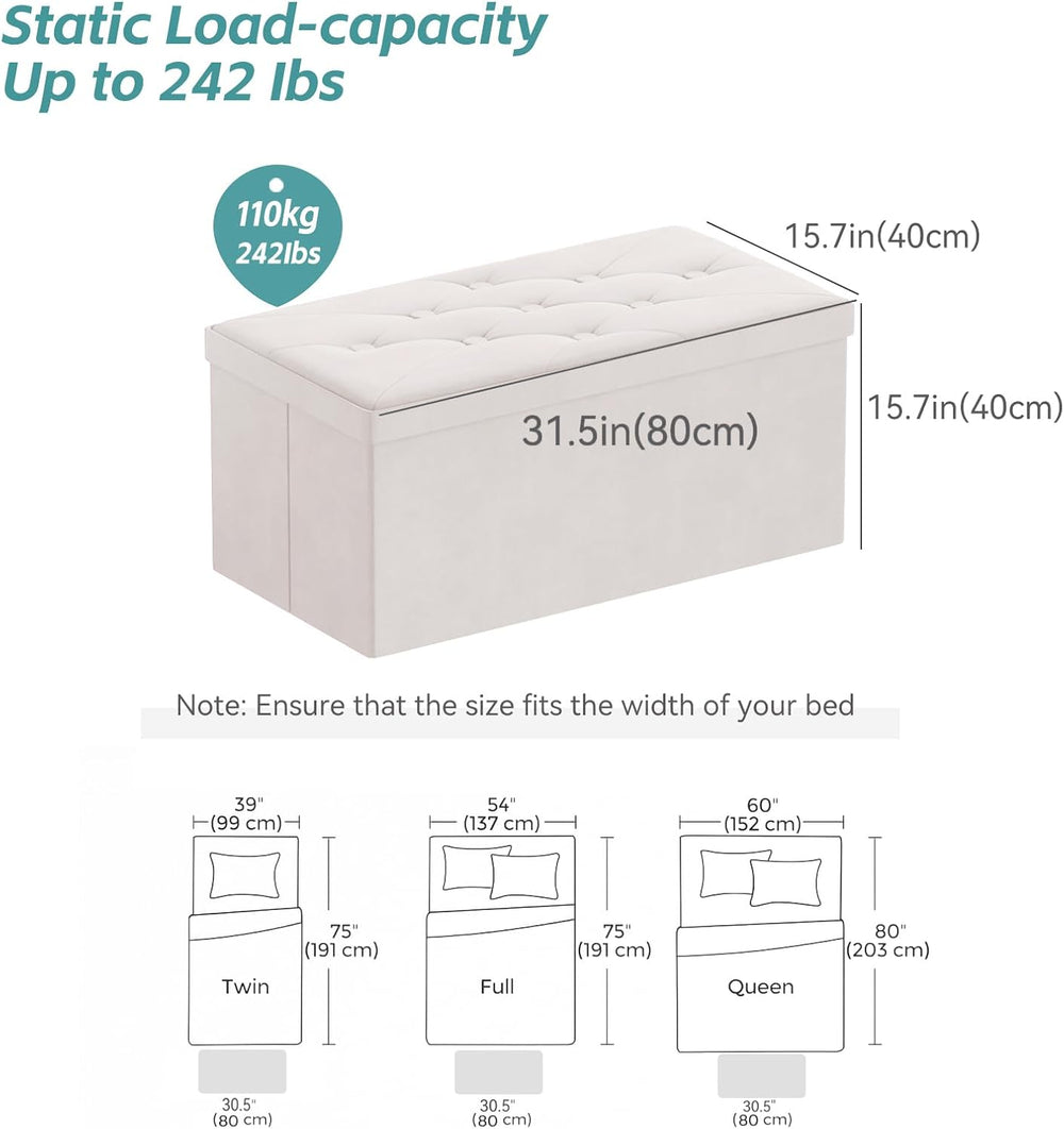 BRIAN & DANY Folding Storage Ottoman Bench, Ottoman with Storage, Foot Re...