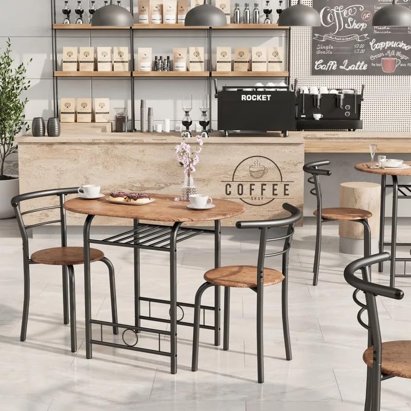 Shahoo 3-Piece Dining Table Set for 2, Kitchen Breakfast Nook Set | 2 Chairs ...