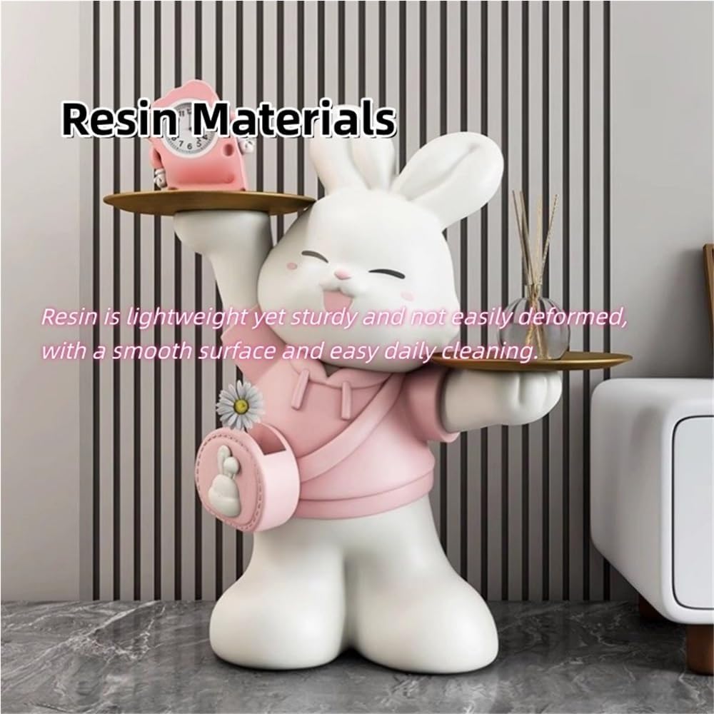 Rabbit Shaped Side Table, Accent Table for Triple Storage, Creative Couch Tab...