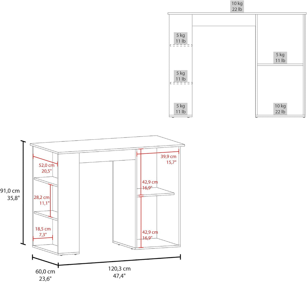 Kitchen Island with 1 Door and Open Storage, White and Natural Oak | Combines...