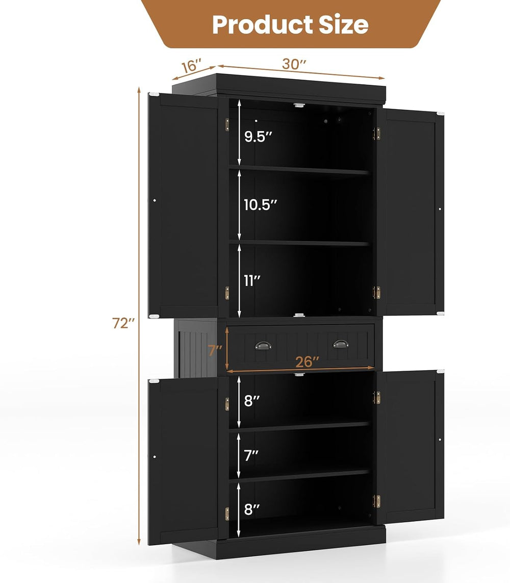 Giantex Pantry Organizers and Storage, 72" Tall Kitchen Cabinet with 2-D...