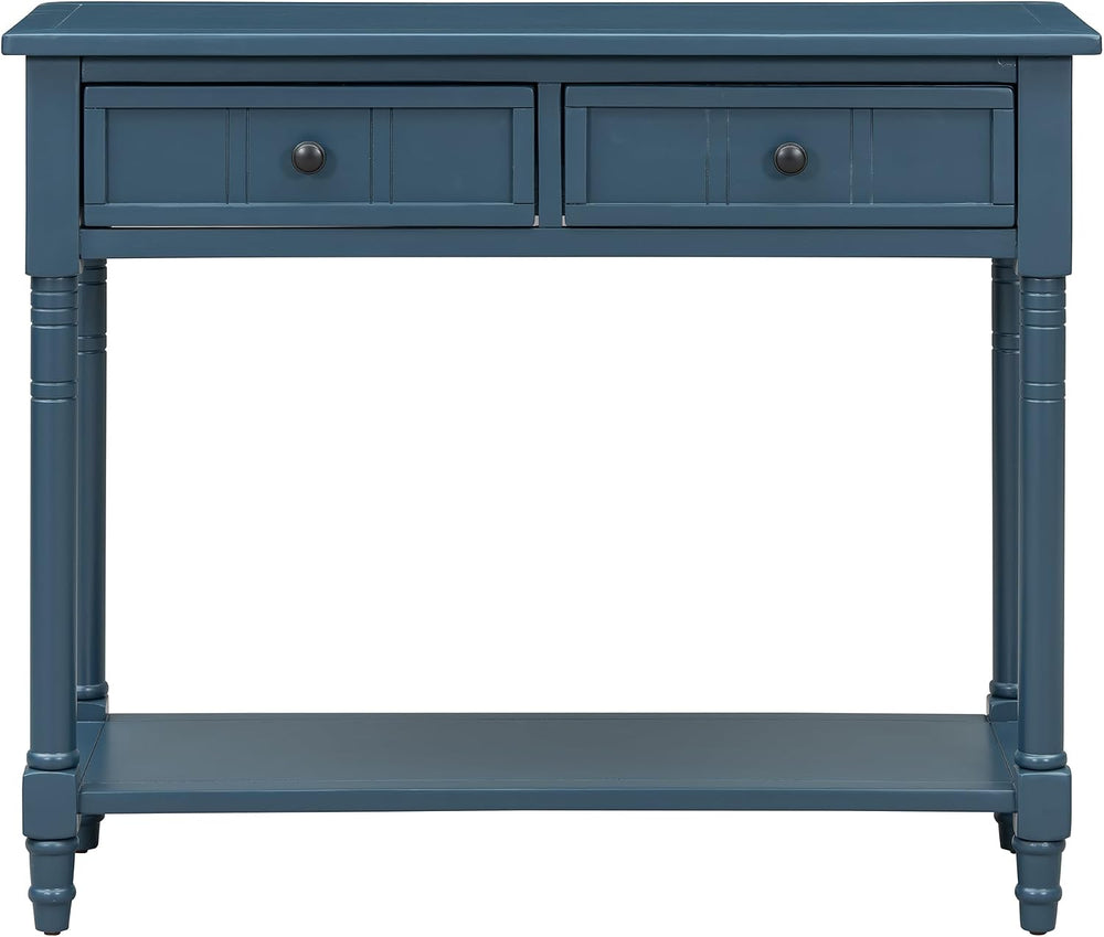 P PURLOVE Console Table Sideboard Wooden Sofa Table with 2 Drawers and Bottom...