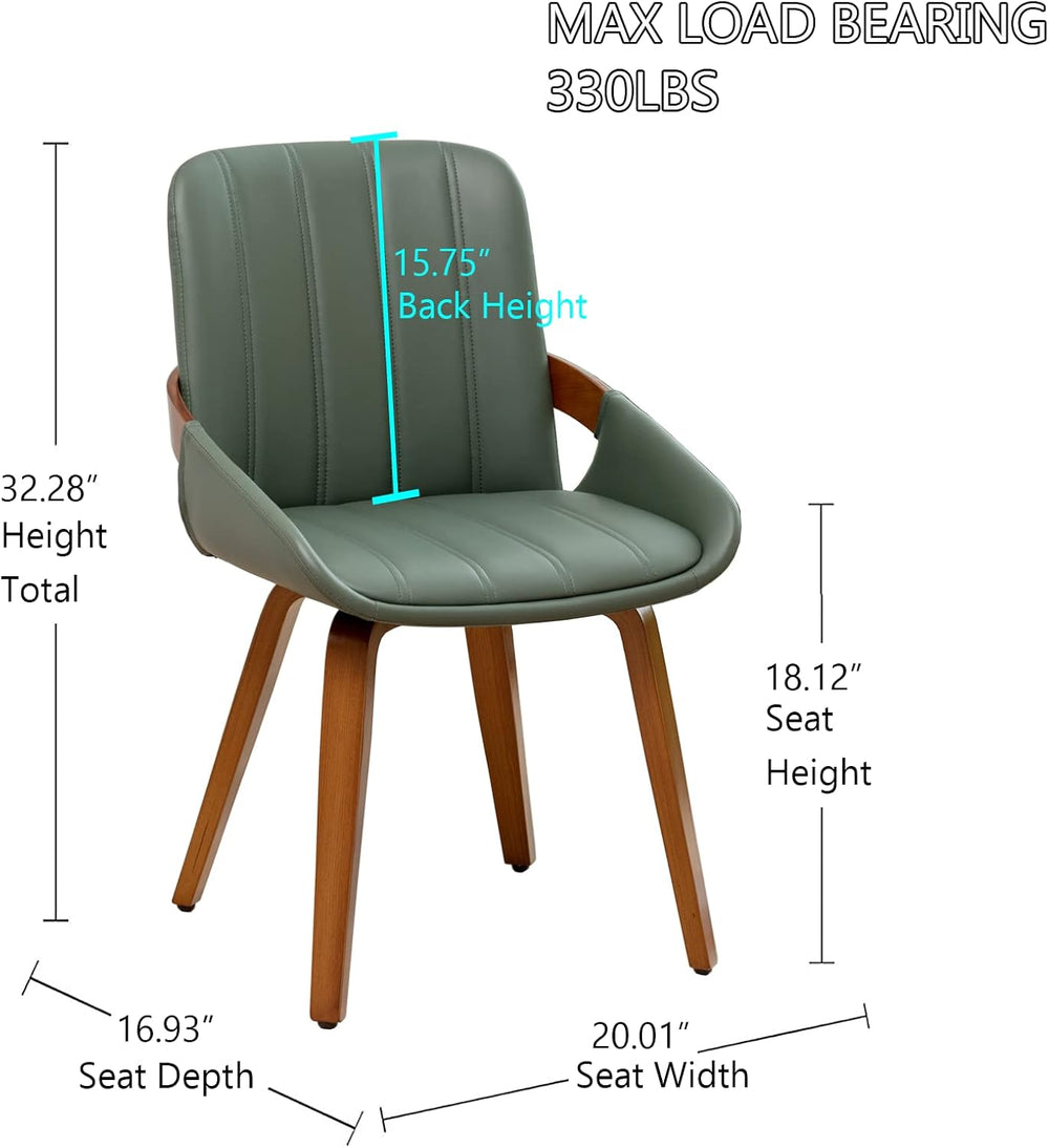Mid Century Modern Faux Leather Upholstered Dining Room Chairs,Armless Accent...