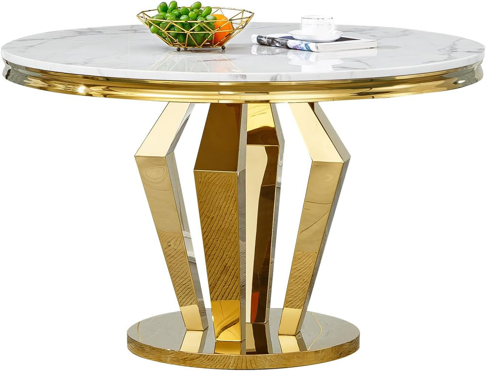 44.88" Round Dining Table Set, Luxury Diamond-Shape Dining Room Table wi...