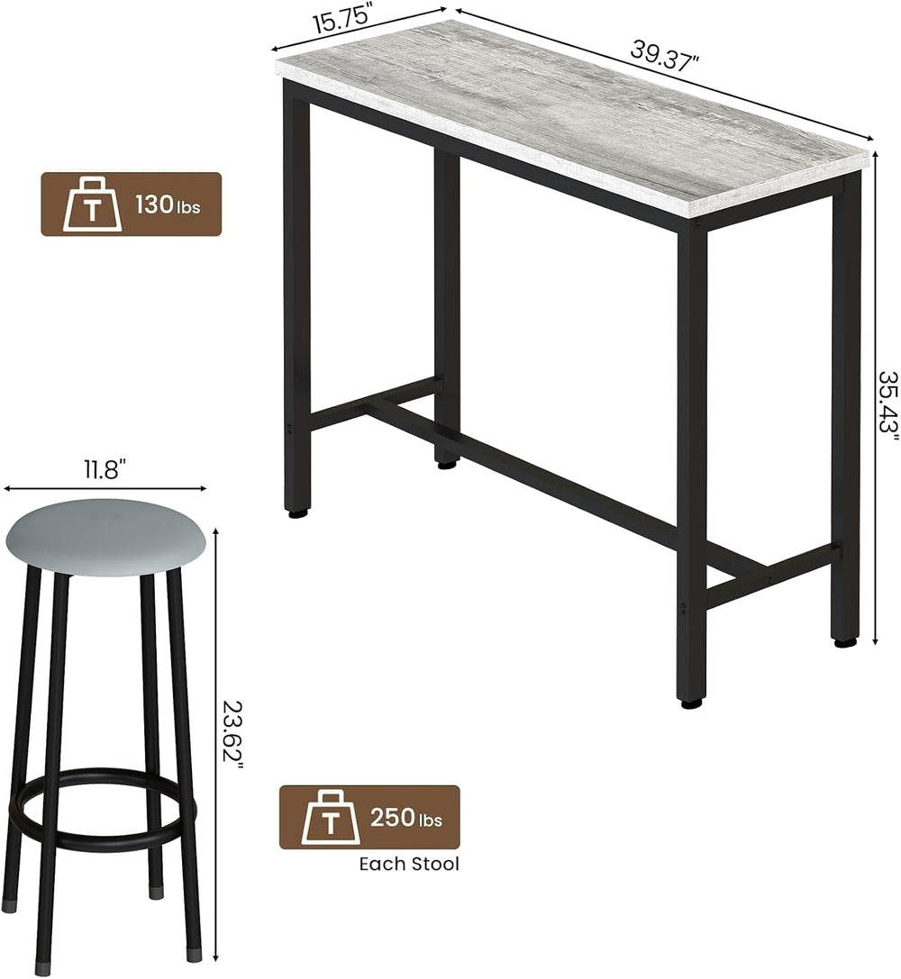 AWQM 39.3" Bar Table Set of 3, Pub Height Table and Chairs Set of 3 with...