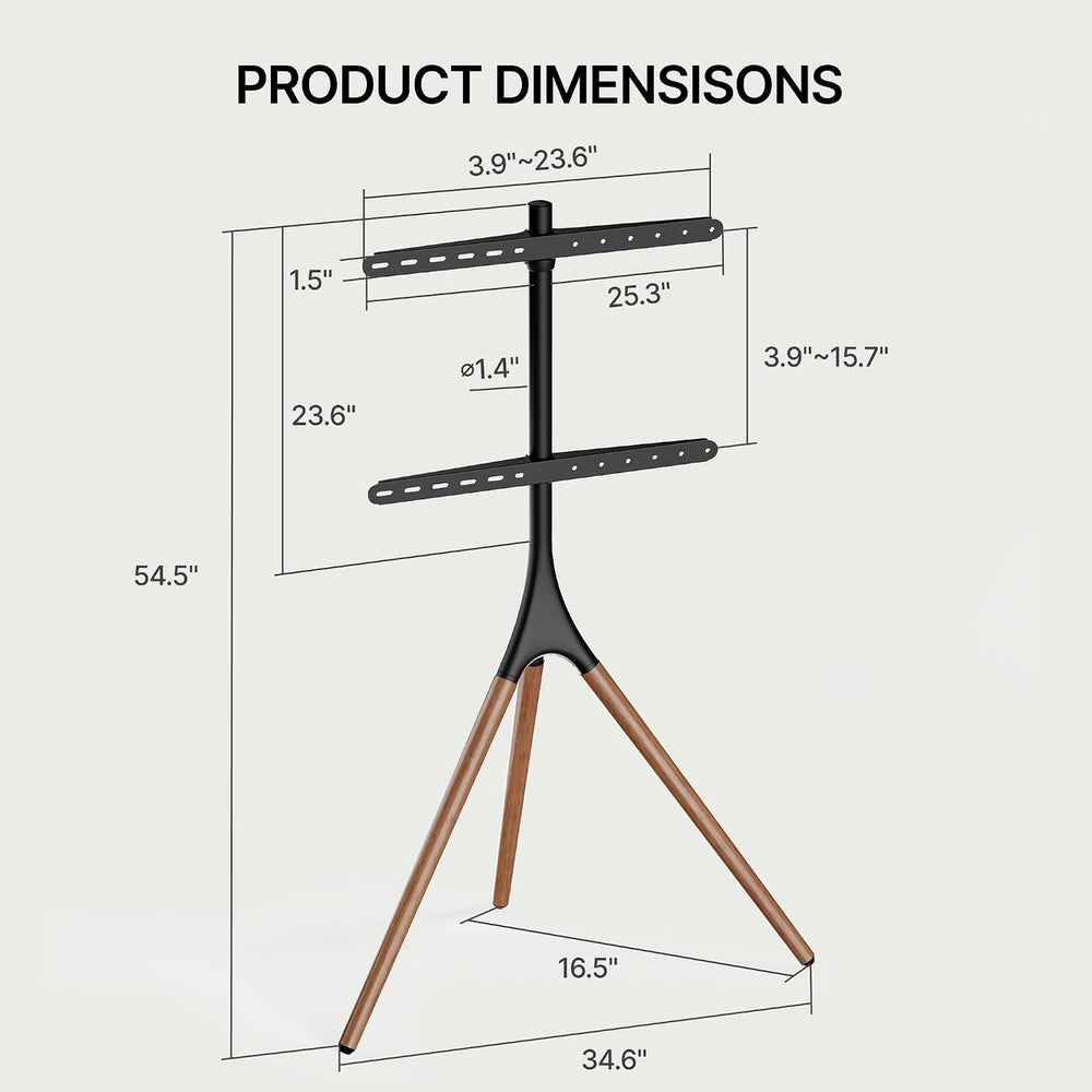 Artistic Easel TV Stand for 43-65 in TVs up to 88 lbs, Black Walnut | Tripod ...