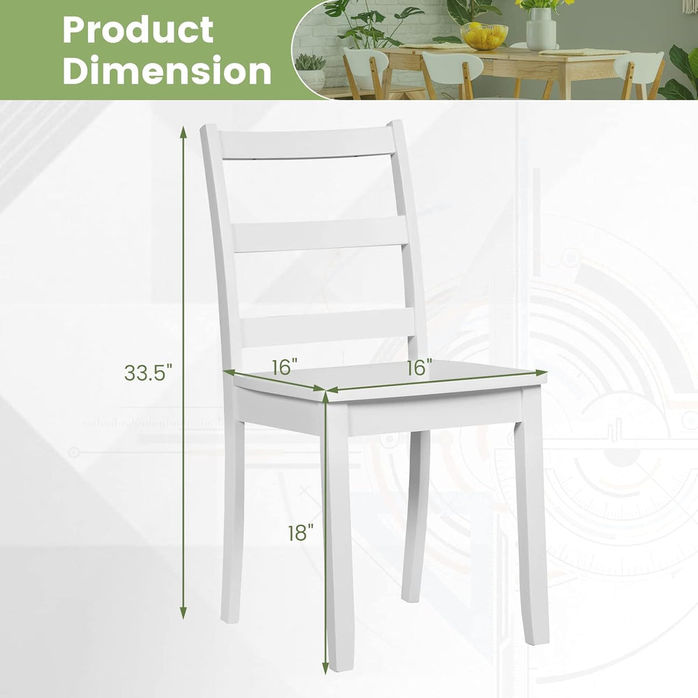 Giantex Wood Dining Chairs Set of 4 White - Wooden Armless Kitchen Chairs wit...