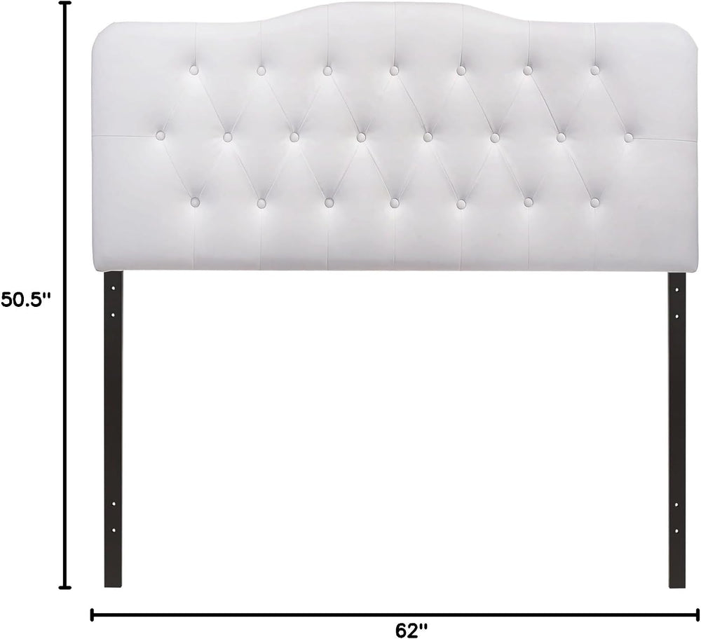 Modern Contemporary Queen Size Vinyl Headboard, White Faux Leather