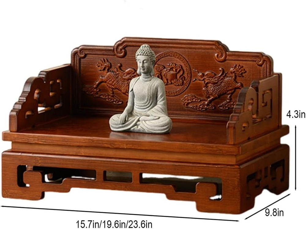Bamboo Buddha Altar Cabinet, Prayer Meditation Table, Chinese Carving Buddhis...