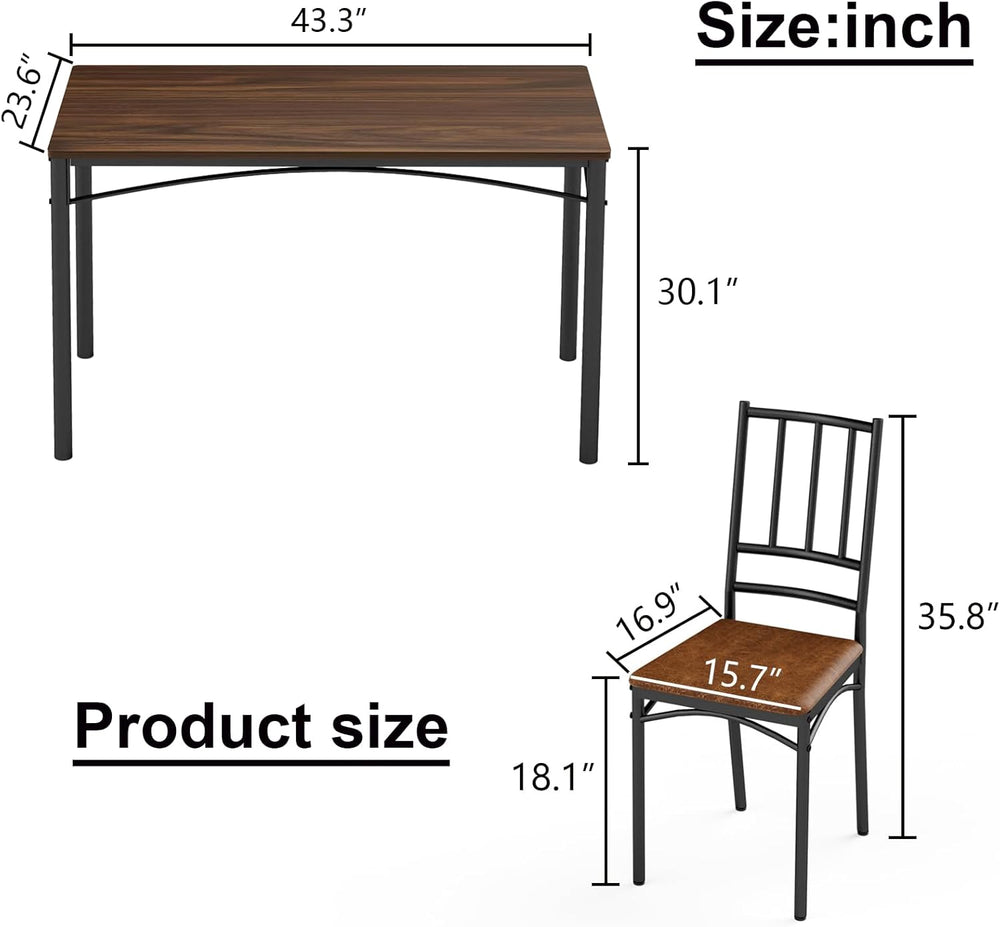 Dining Table Set for 4, Industrial Kitchen Table Set with 4 Upholstered Chair...