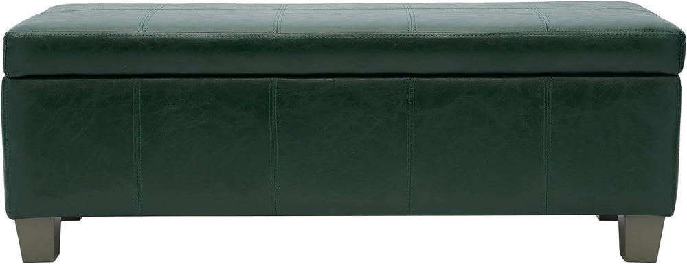 51 Inch Storage Ottoman, Storage Bench with Safety Hinge, Upholstered Synthet...