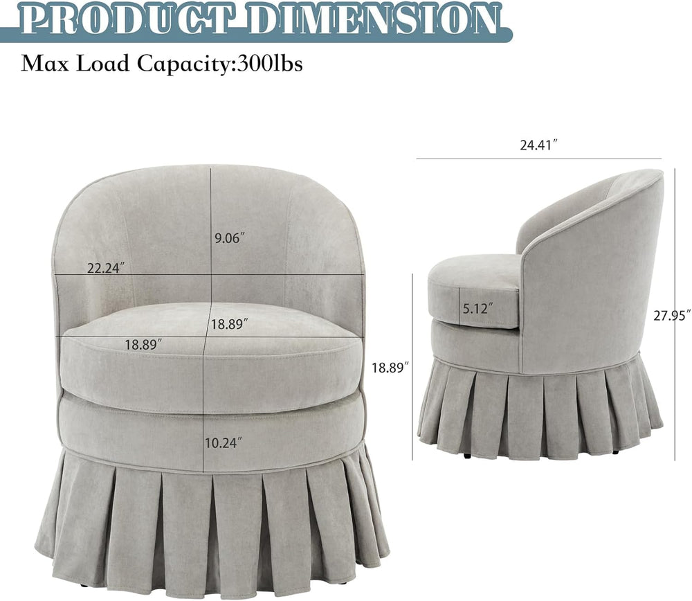 GarveeHome Vanity Stool, Upholstered Tall Back Arm Chair w/Side Pockets, Wood...