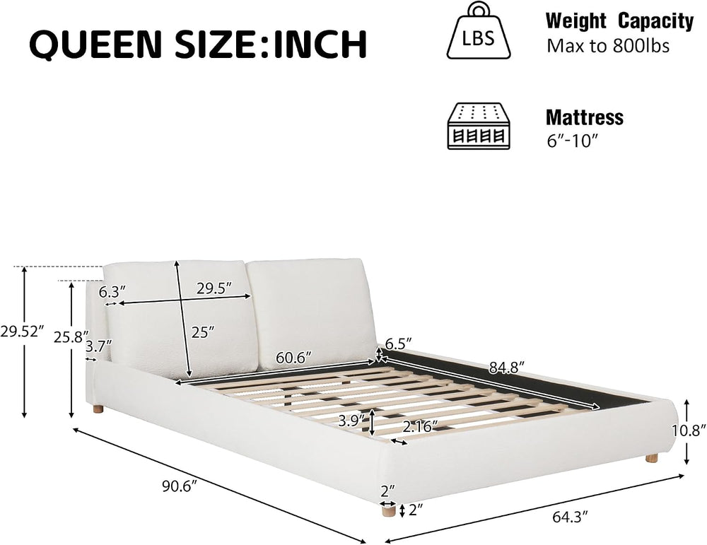 Christopher Knight Home Hazel Queen Size Bed Frame, Upholstered Platform Bed,...