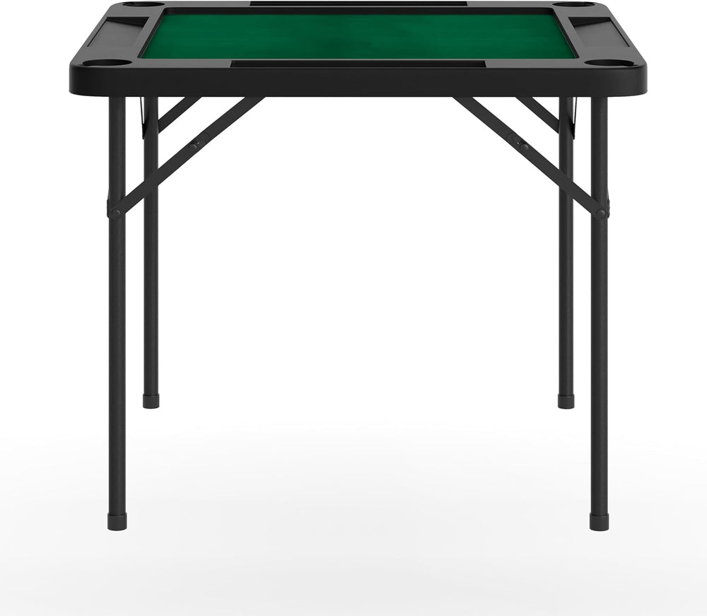 Flash Furniture 34.5" Black Folding Card Game Table | 4-Player, Cup Hold...