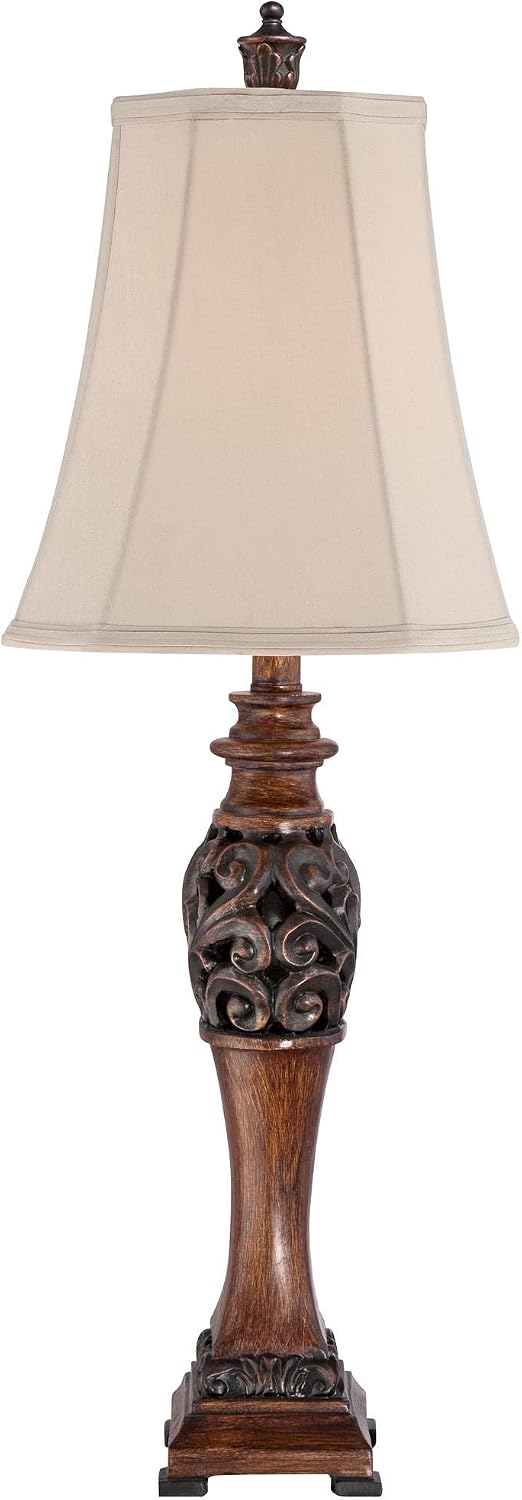 Exeter 30" Large Table Lamps Set of 2 Faux Wood Finish Cottage