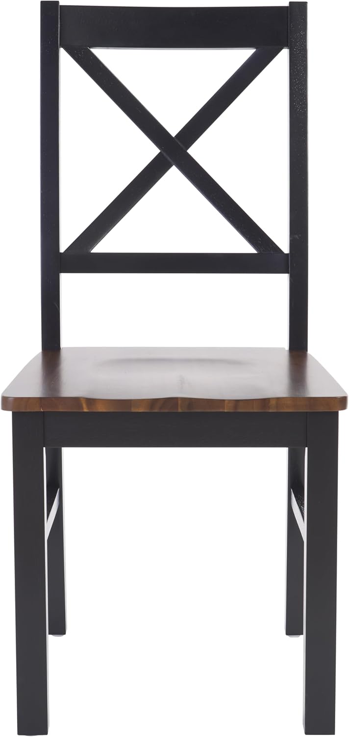 SAFAVIEH Home Collection Akash Farmhouse Black & Walnut Dining Chair Set ...
