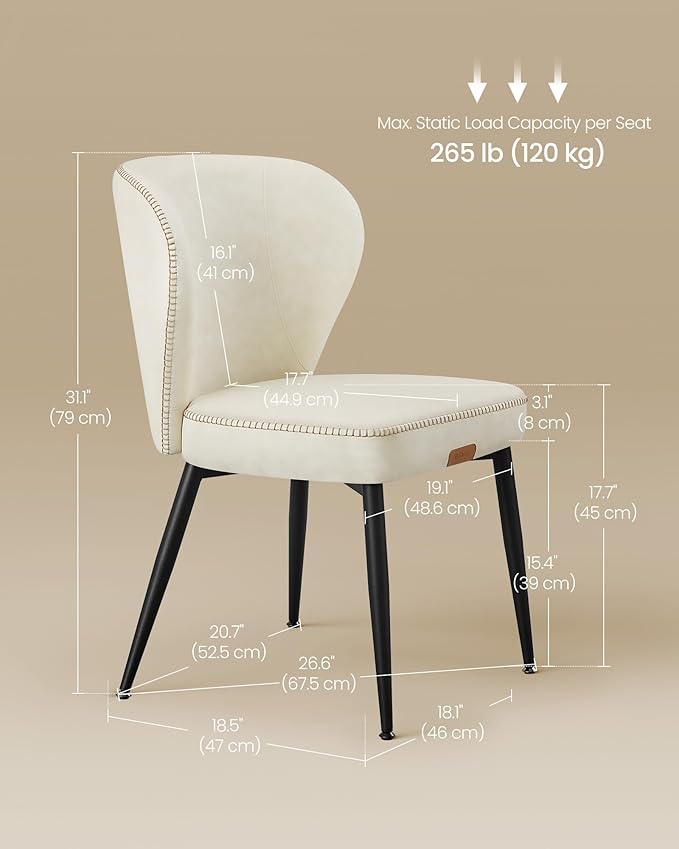 VASAGLE EKHO Collection - Dining Chairs Set of 4, Upholstered Kitchen Chairs,...
