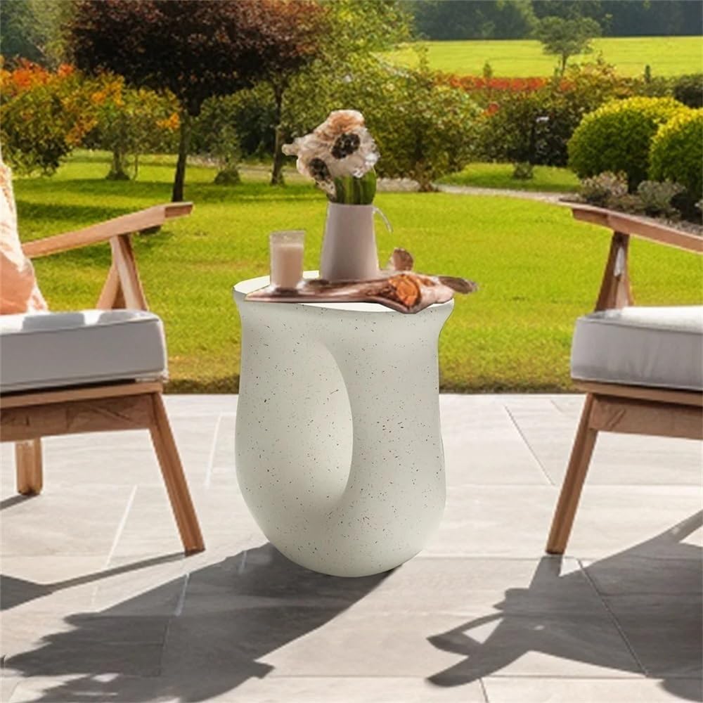 End Tables U-Shaped Geometric Concrete Decorative Table for Indoor and Outdoo...