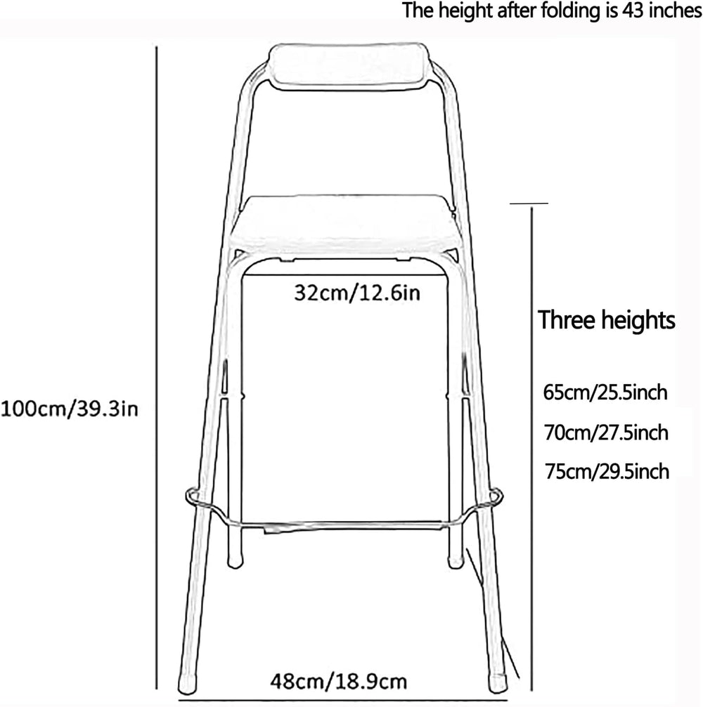DSHOME Folding Bar Stool with Backrest,Leather Padded Counter Height Foldable...