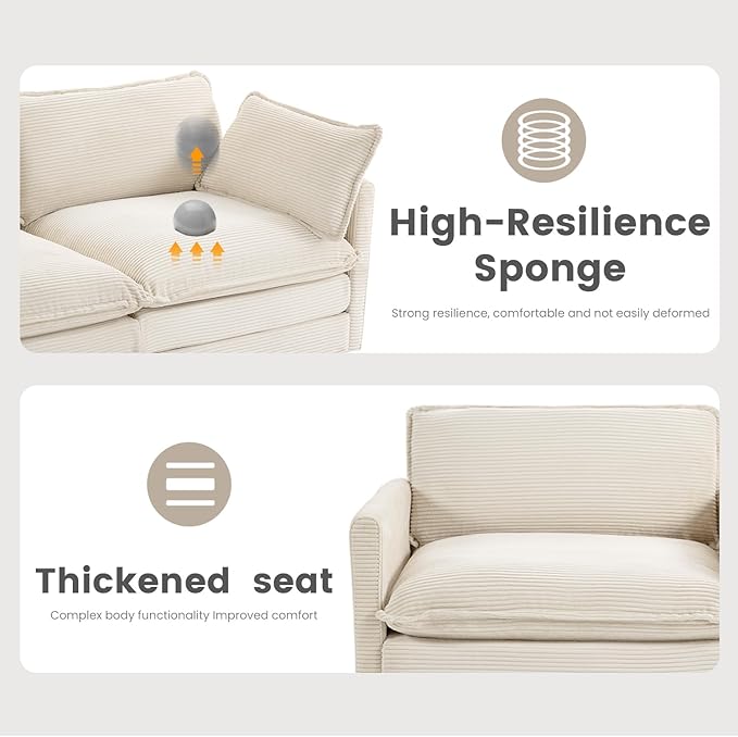 ROWHY Oversized Modular Sectional Sofa with Movable Ottoman, 112 Inch 4 Seat ...