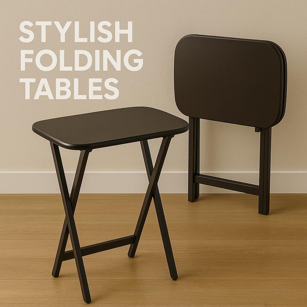 Ergode Wood Cade 2-Piece Snack Table Set - Stylish Folding Tables, Durable X-...