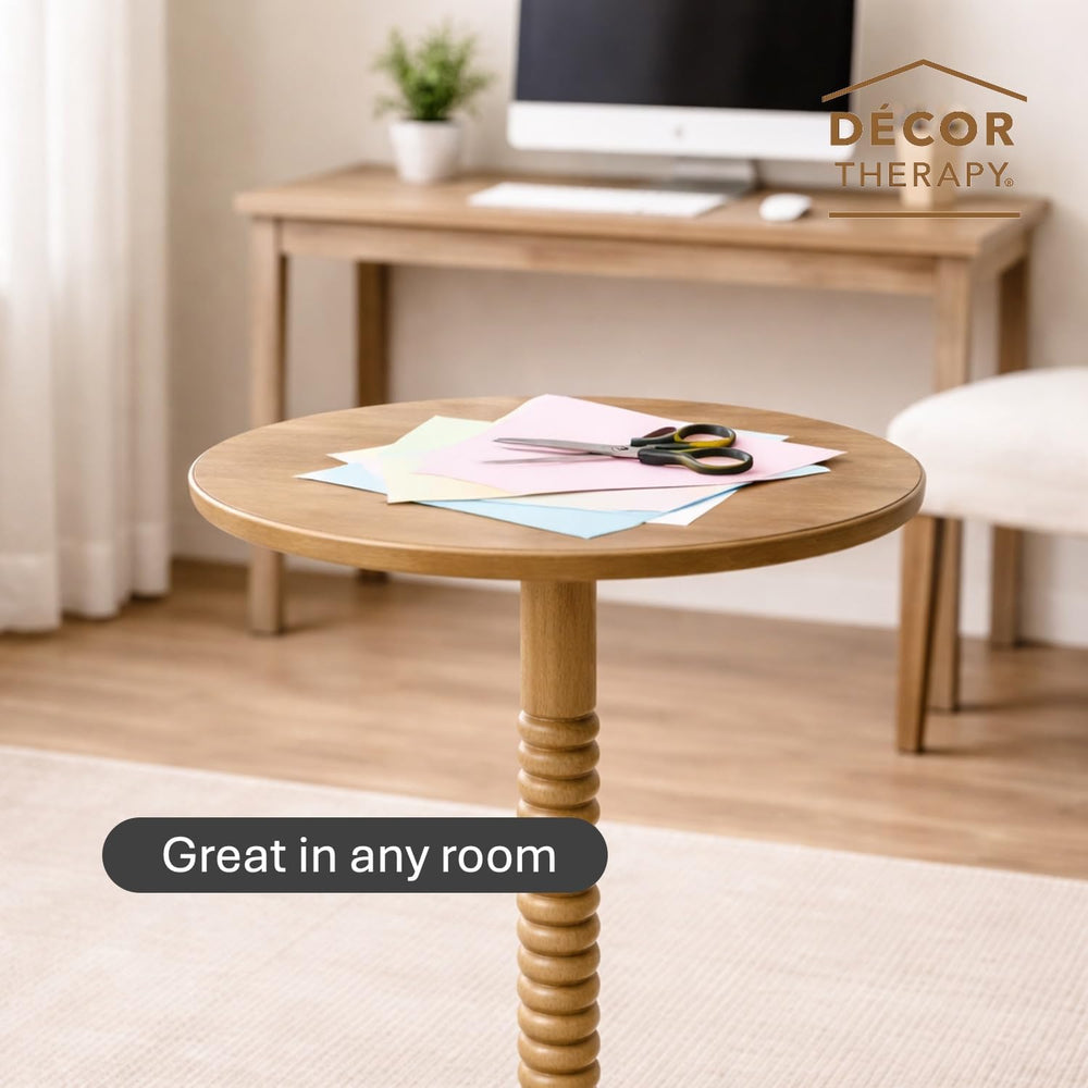Decor Therapy Crewe Round Contemporary Side Table, Pedestal Base, High Top Co...