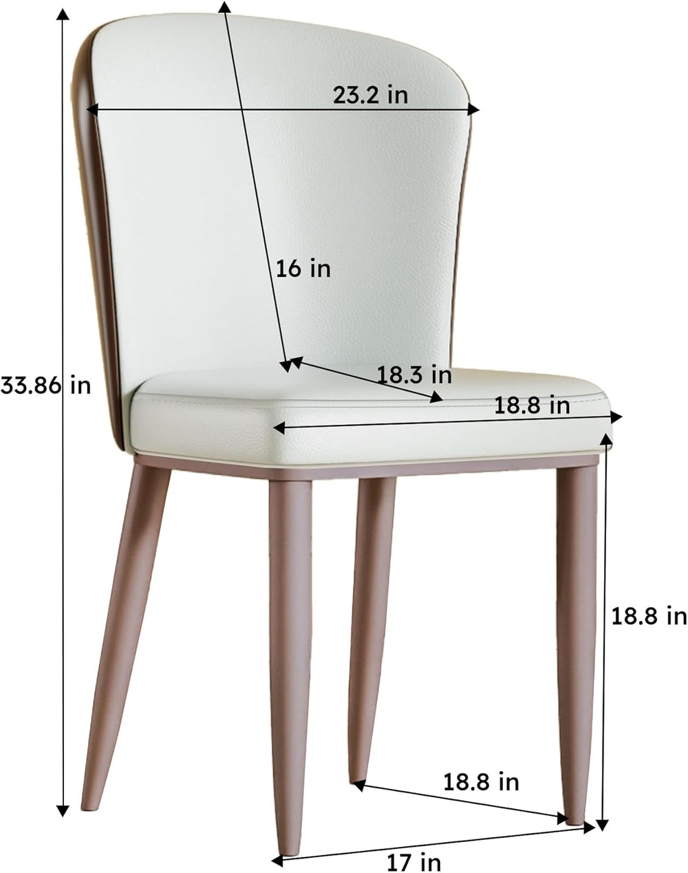 Dining Chairs Set of 2, Modern Faux Leather Dining with Carbon Steel Legs for...