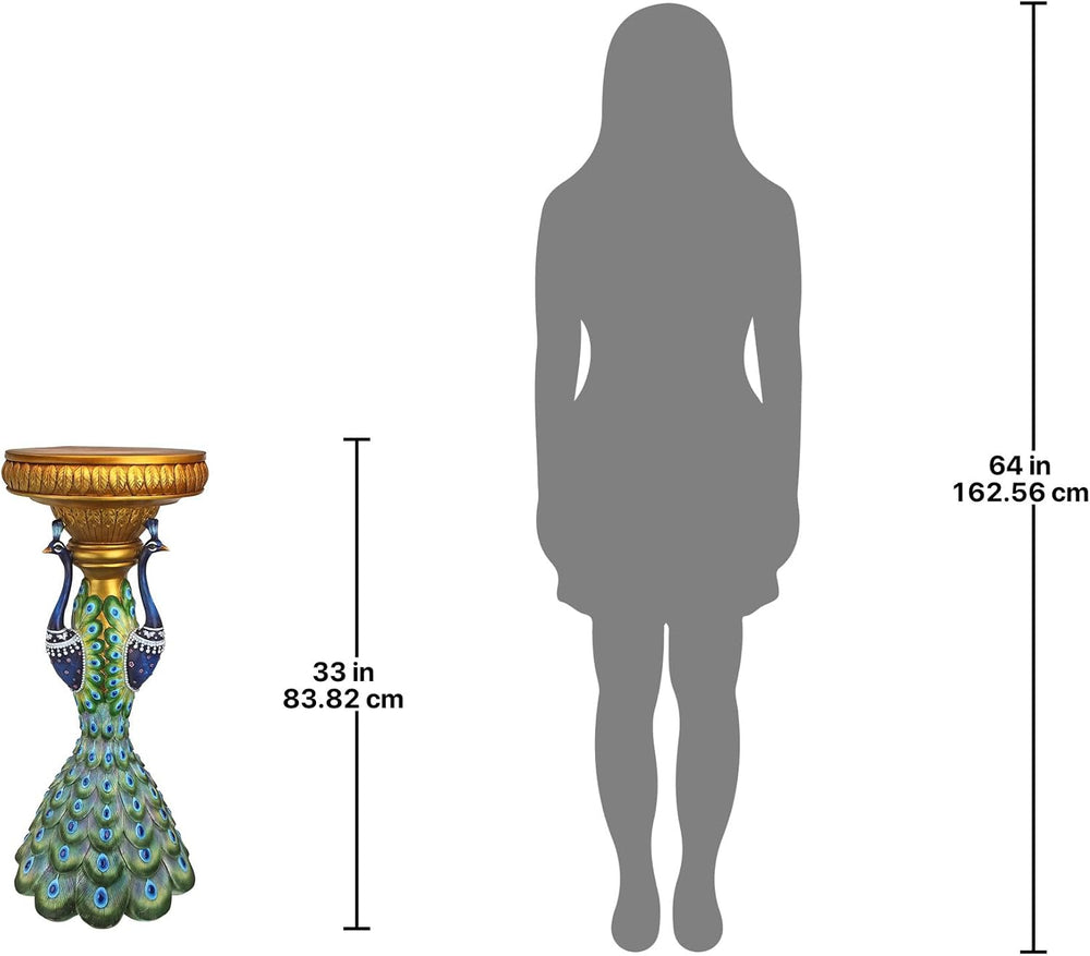 Design Toscano Ruler Peacock Sculptural Pedestal, full color
