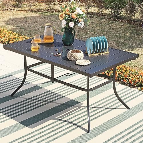 Sophia & William 7pc Patio Dining Set with Beige Umbrella, 6 Rattan Chairs