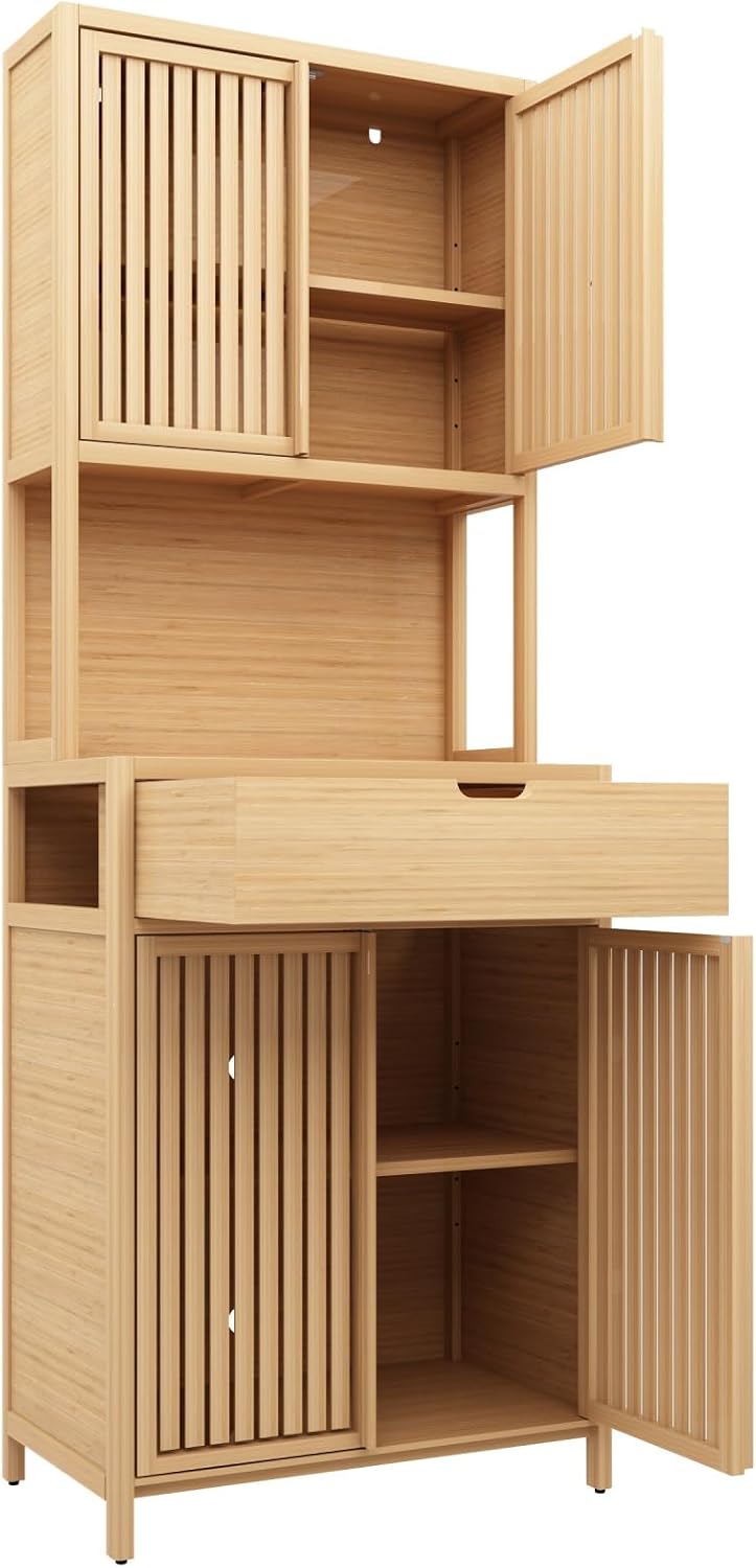 Freestanding Pantry Dideboard, Tall Bookcase Locker, Storage Cabinet for Main...