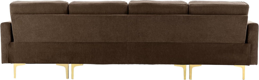 P PURLOVE Velvet Modern Large Sectional Sofa, U Shape Upholstered Couch with ...