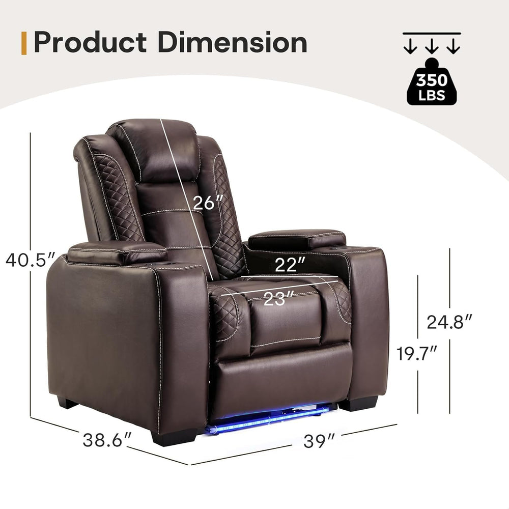 ANJ Power Home Theater Seating, PU Leather Electric Recliner Chair with Adjus...