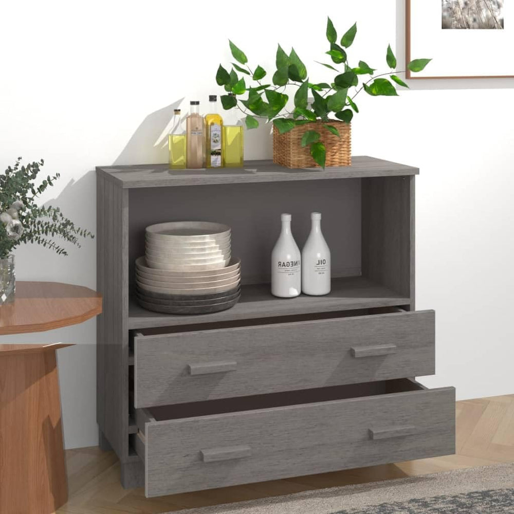 Light Grey Sideboard with Solid Pine Wood and MDF Construction, Modern Storag...