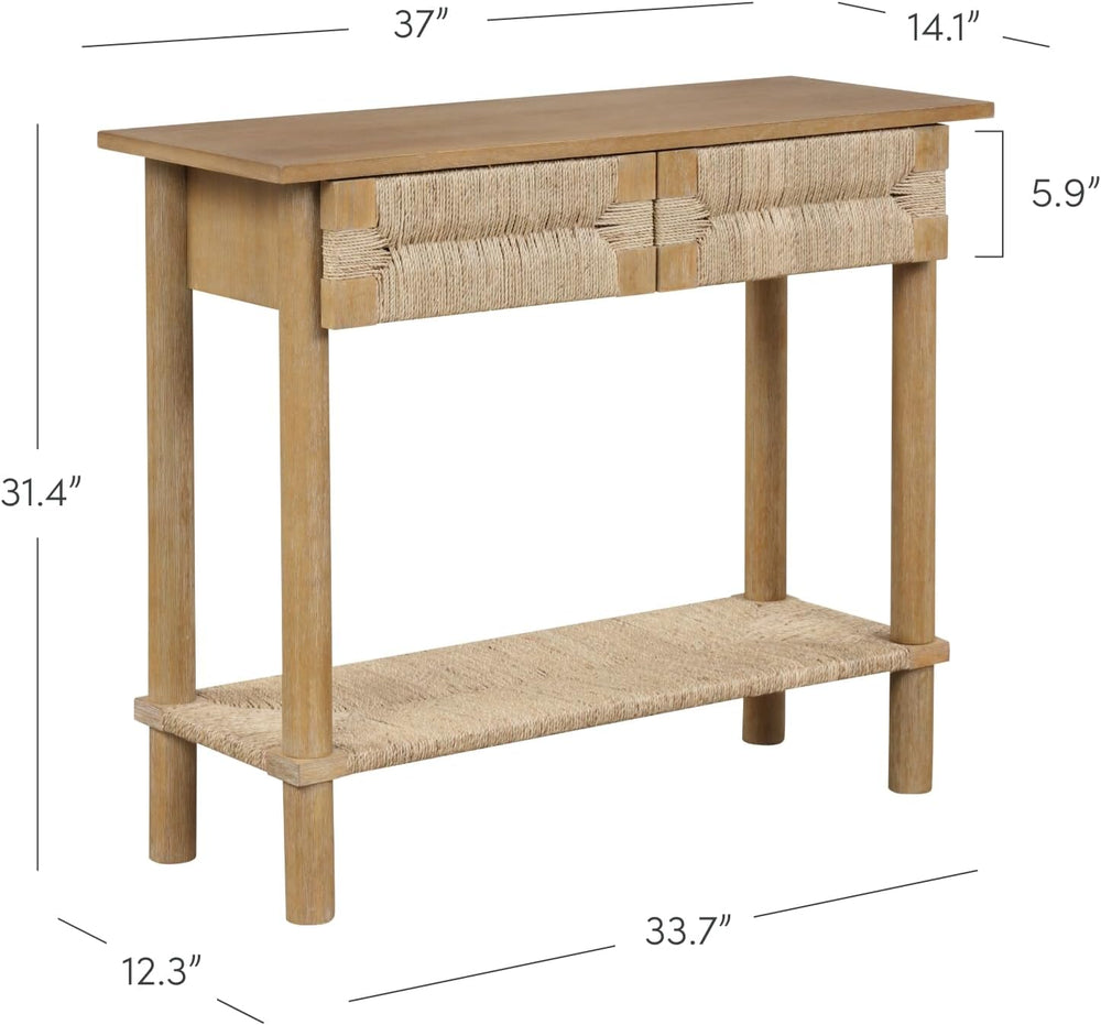 Nathan James Beacon Wooden Sofa Console Table with Drawers, Bohemian Entryway...