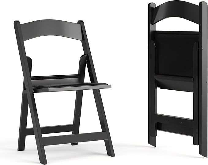 Flash Furniture Hercules Series Folding Chair - Black Resin - 2 Pack 800LB We...