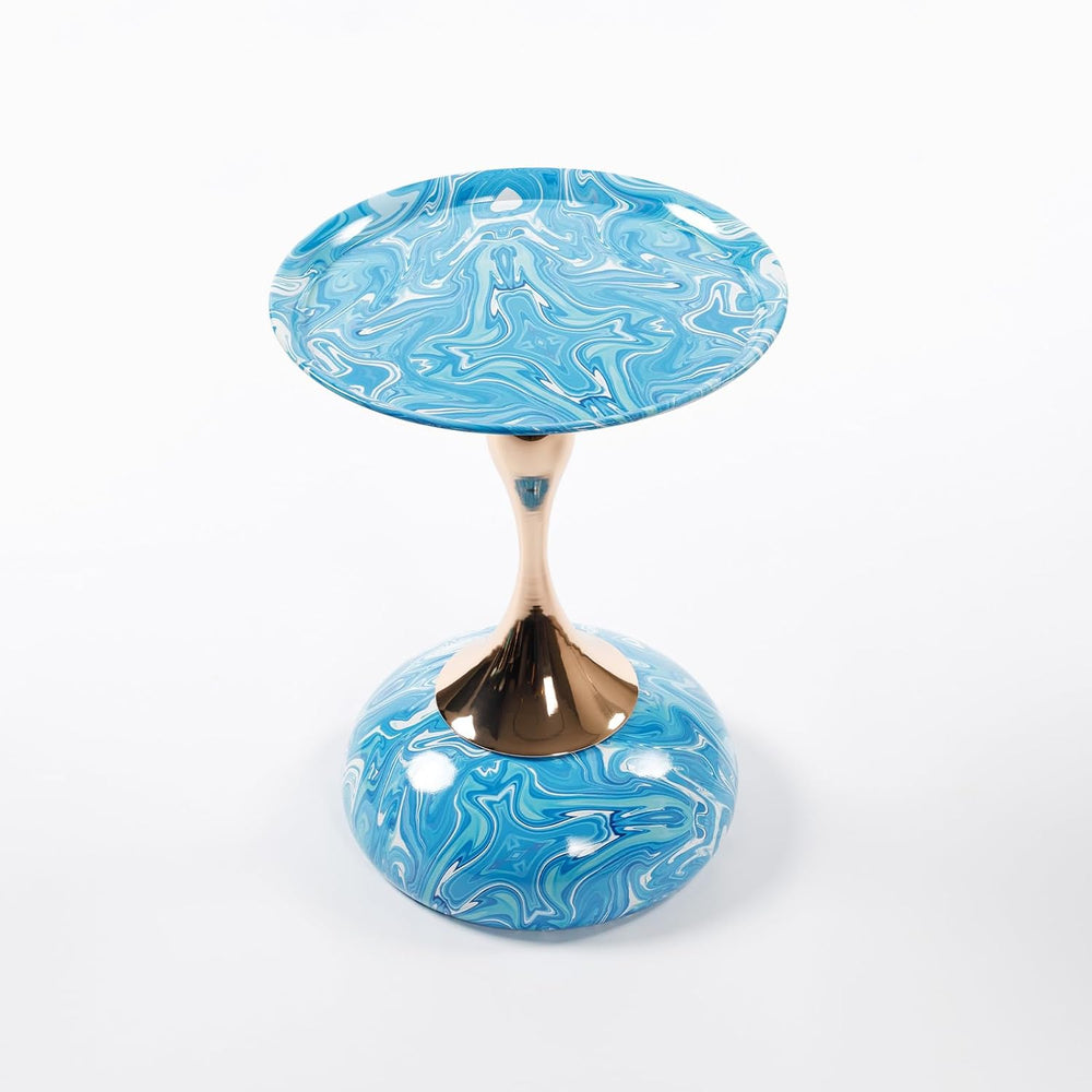 End Coffee Table Round Side Table, Metal Pedestal Table, Accent Table for Sma...