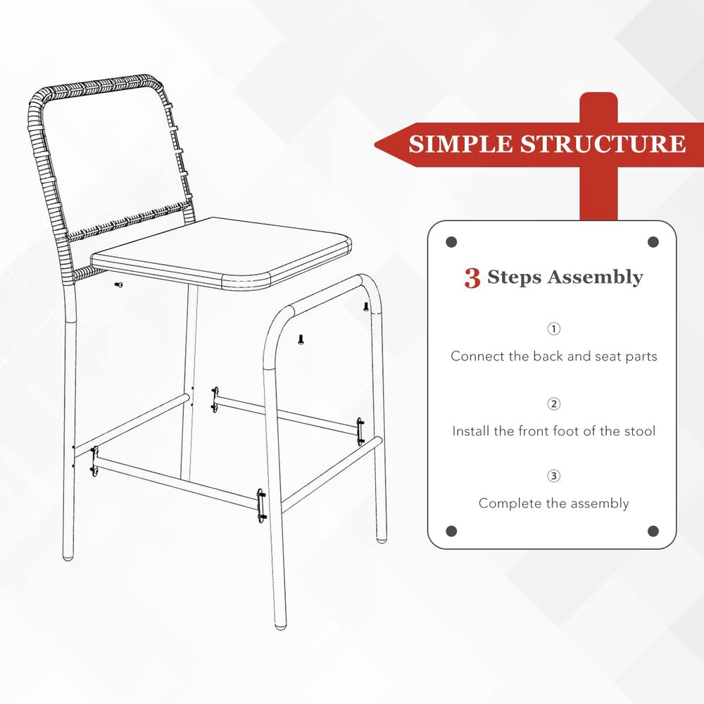 Sundale Outdoor Patio Bar Stools Set of 2, Hand Woven PE Rattan Hollow Back A...