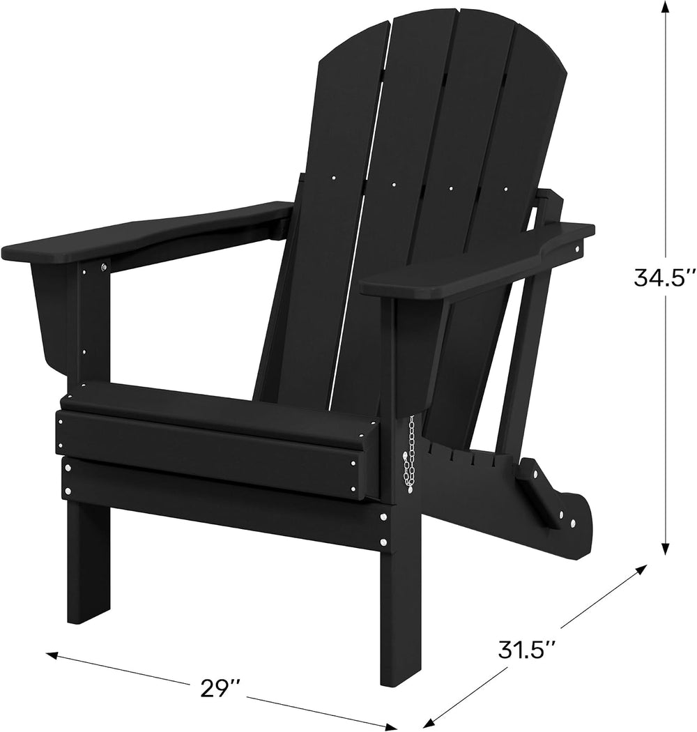 Malibu 2 Piece Set Outdoor Folding Poly Adirondack Chair, Teak
