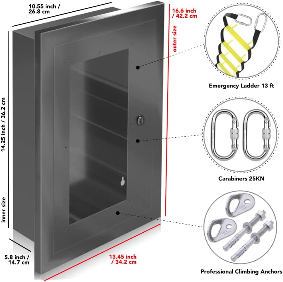 Wall Mounted Fire Escape Ladder 2 Story 13ft - Fire Ladder for Homes Include ...