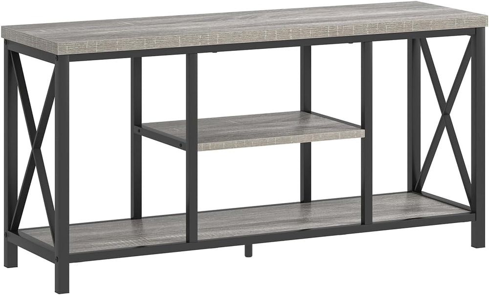 FOLUBAN Modern TV Stand for TVs up to 55 Inch, Rustic Wood Entertainment Cent...