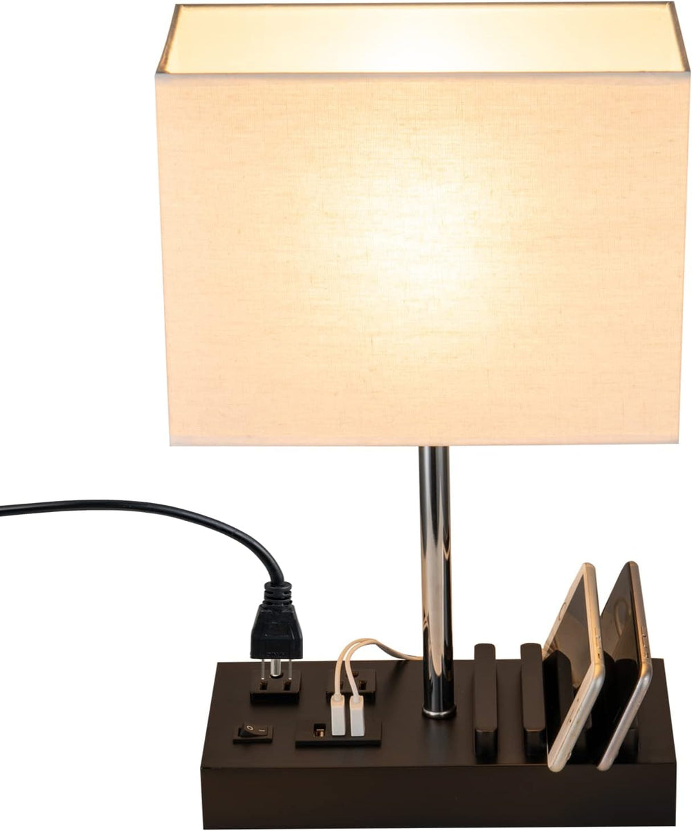 Multi-Functional Table Lamp with 3 USB Charging Ports & 2 AC Outlet, Black