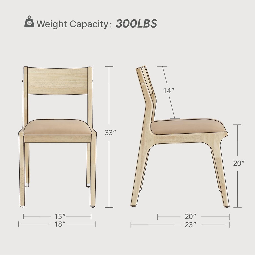 Watson & Whitely Wood Dining Chairs Set of 2, Modern Leather Upholstered ...