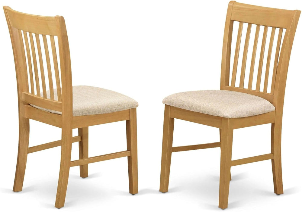East West Furniture NFC-OAK-C Norfolk Kitchen Dining Chairs - Linen Fabric Up...