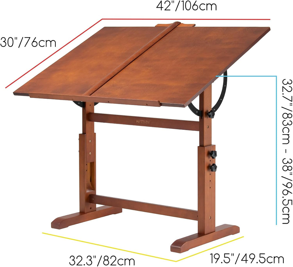 MEEDEN Extra-Large Wood Drafting Table: 42" x 30" Artist Drawing De...