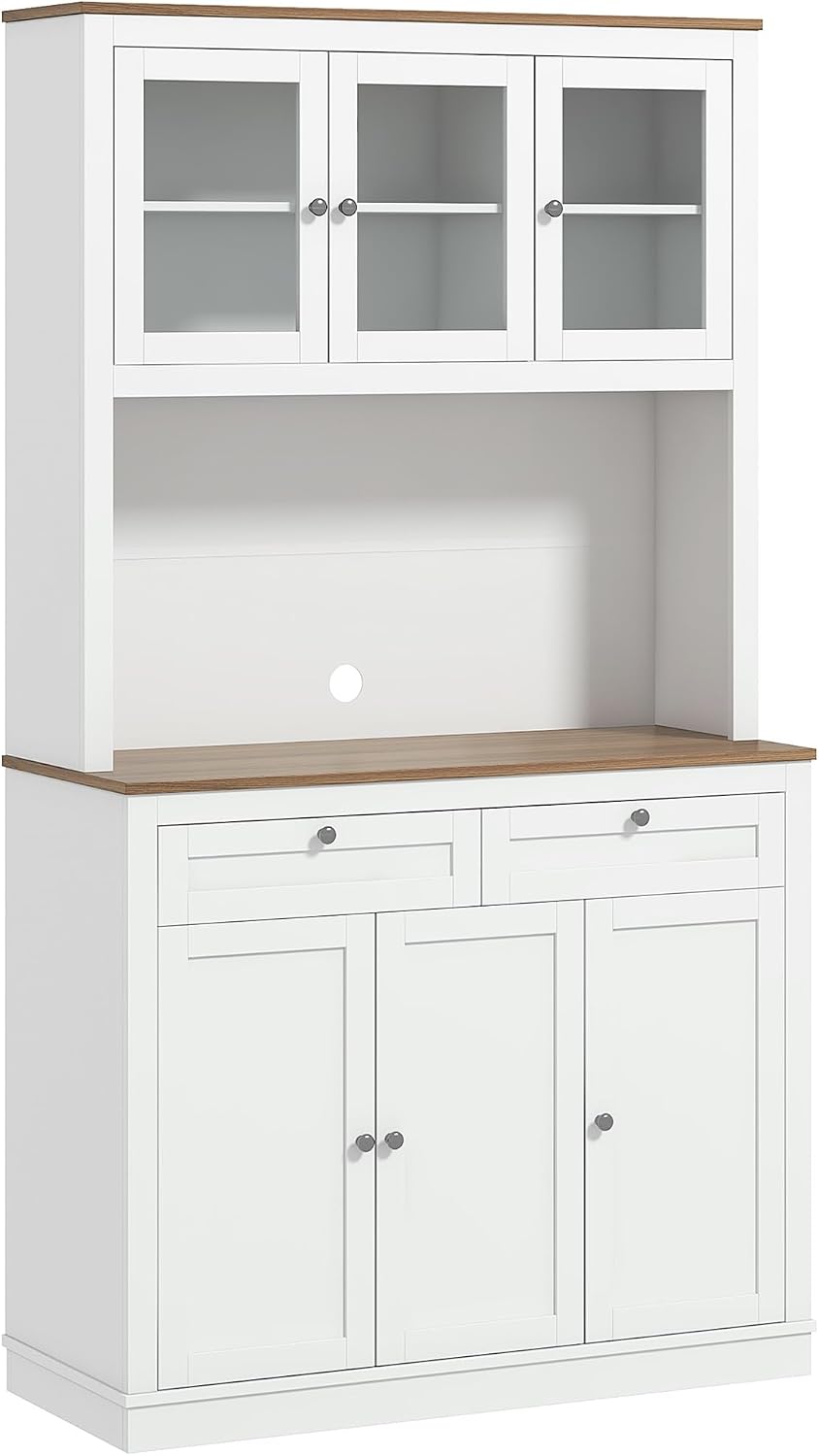 71" Tall Kitchen Pantry, Freestanding Kitchen Hutch Storage Cabinet with...