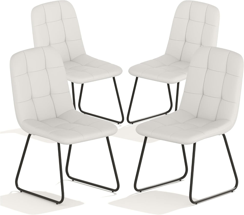 HIPIHOM Faux Leather Dining Chairs Set of 4 | Modern Kitchen Chairs with Curv...