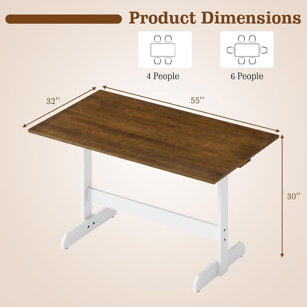 Tangkula 55 Inch Dining Table for 4-6 People, Rectangular Kitchen Table with ...