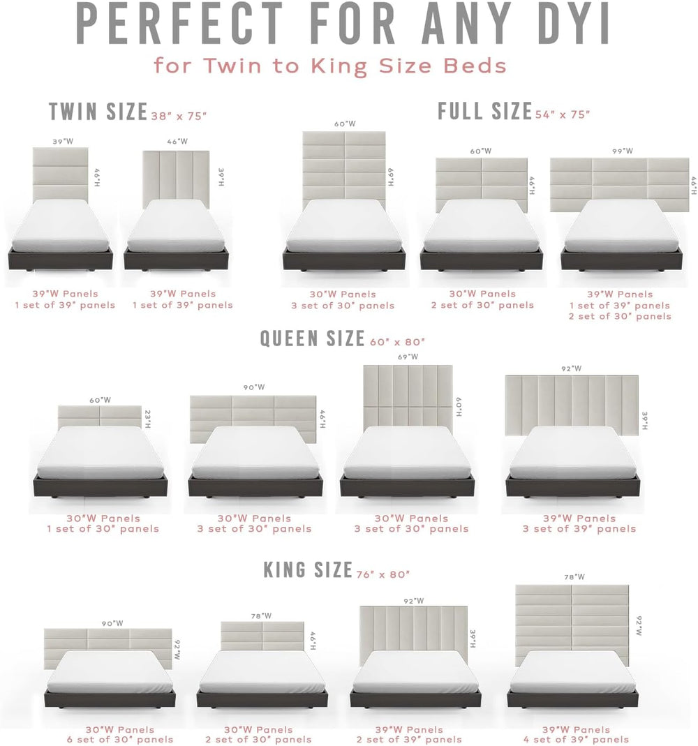 Vänt Wall Mounted Headboard Panels, Queen/Full, Boucle Ivory